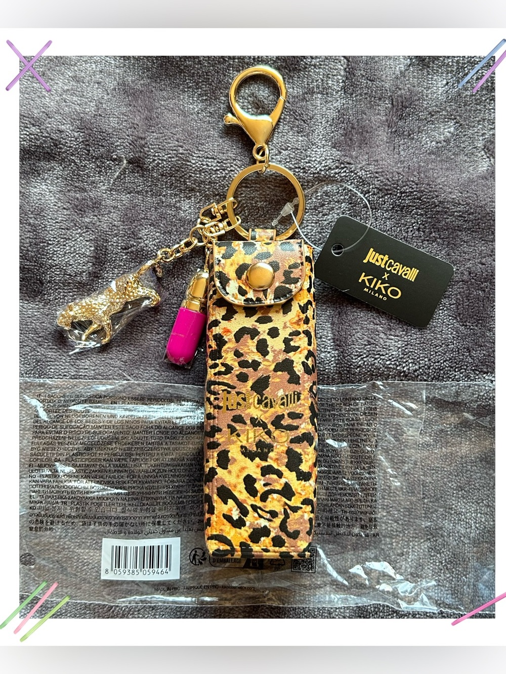 Kiko x Just Cavalli Wild Glam-To-Go Lipgloss Key Charm Leopard Print OS NWT